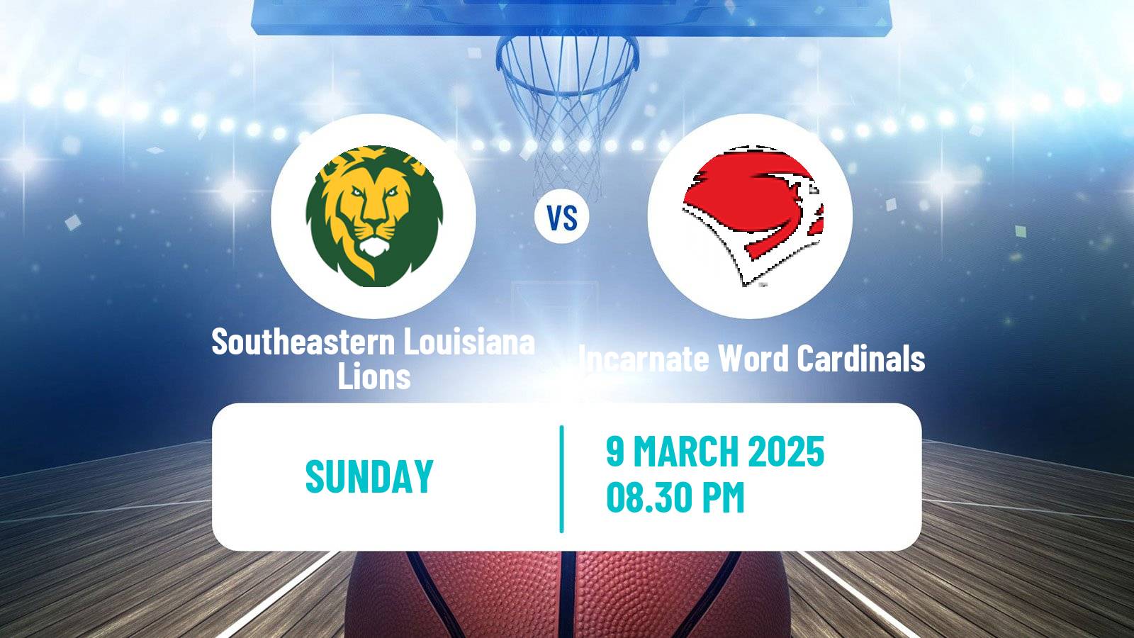Basketball NCAA College Basketball Southeastern Louisiana Lions - Incarnate Word Cardinals