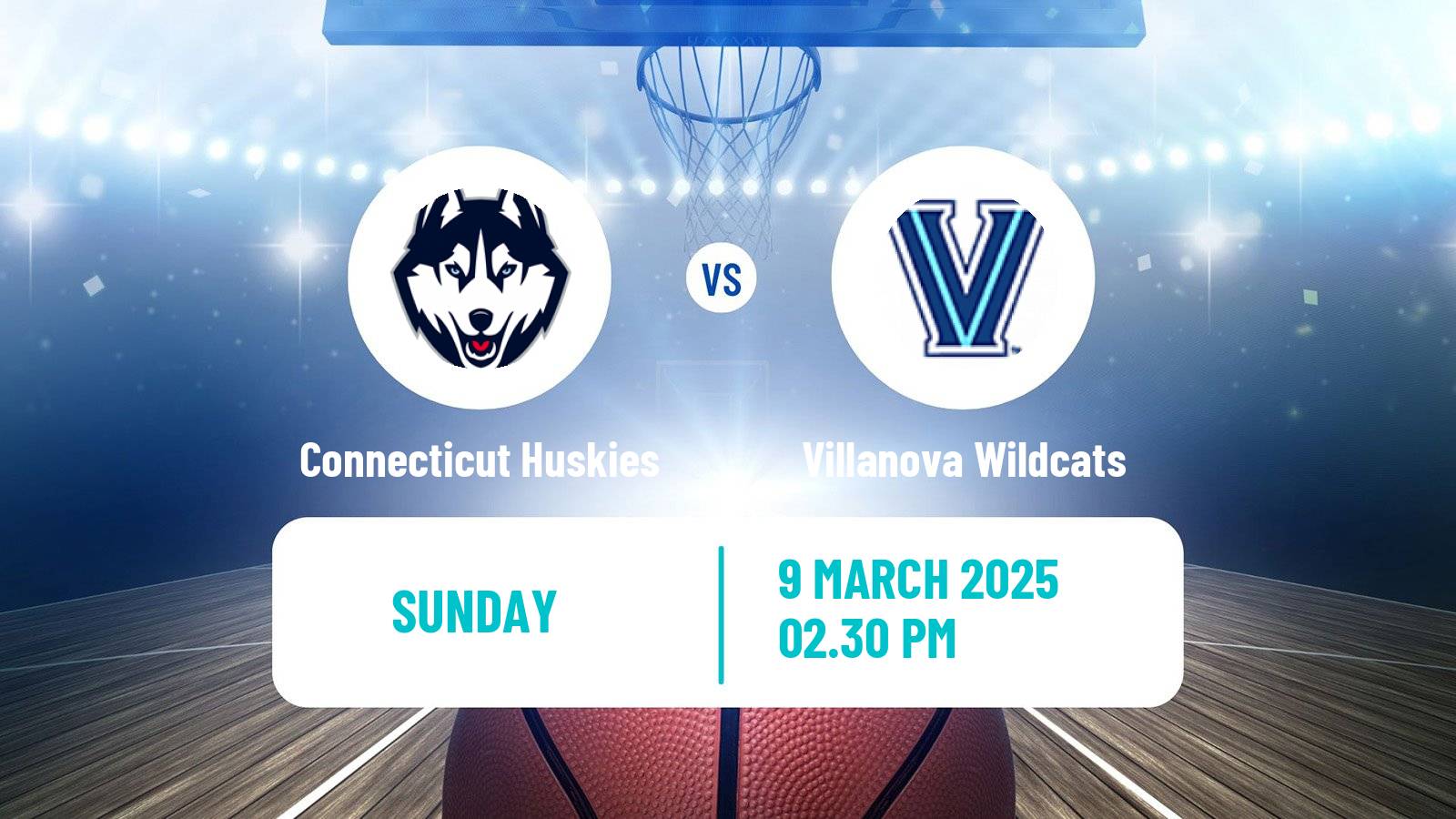 Basketball NCAA College Basketball Women Connecticut Huskies - Villanova Wildcats
