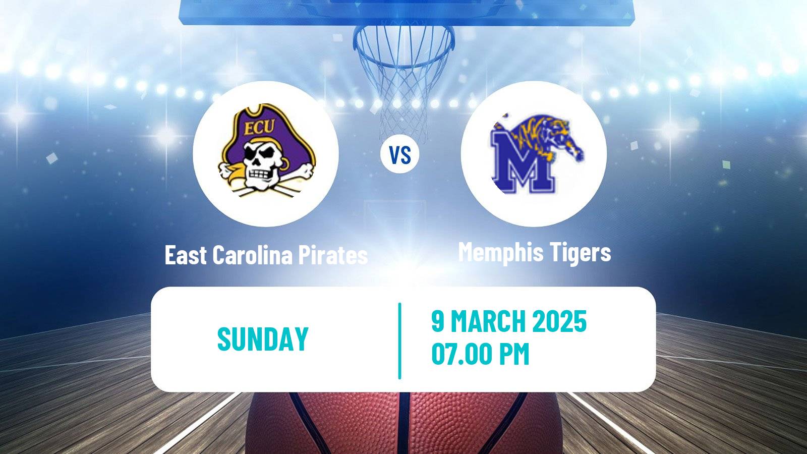 Basketball NCAA College Basketball Women East Carolina Pirates - Memphis Tigers