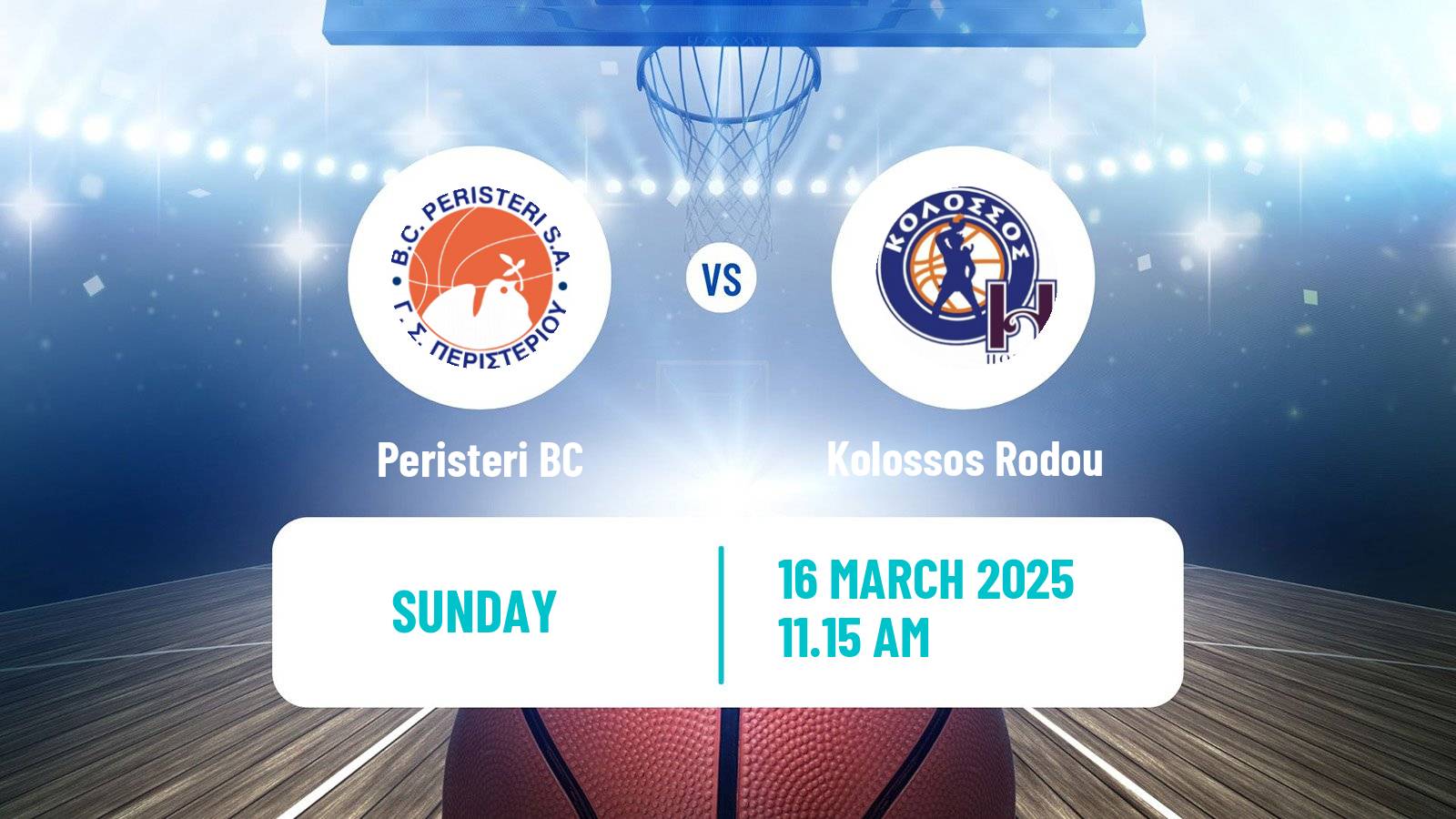 Basketball Greek Basket League A1 Peristeri BC - Kolossos Rodou