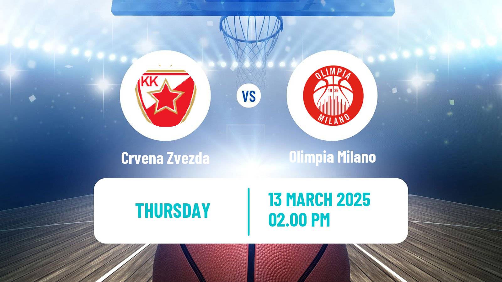 Basketball Euroleague Crvena Zvezda - Olimpia Milano