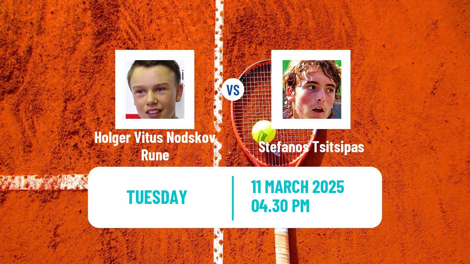 Tennis ATP Indian Wells Holger Vitus Nodskov Rune - Stefanos Tsitsipas