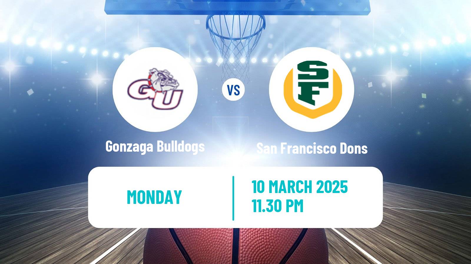 Basketball NCAA College Basketball Gonzaga Bulldogs - San Francisco Dons
