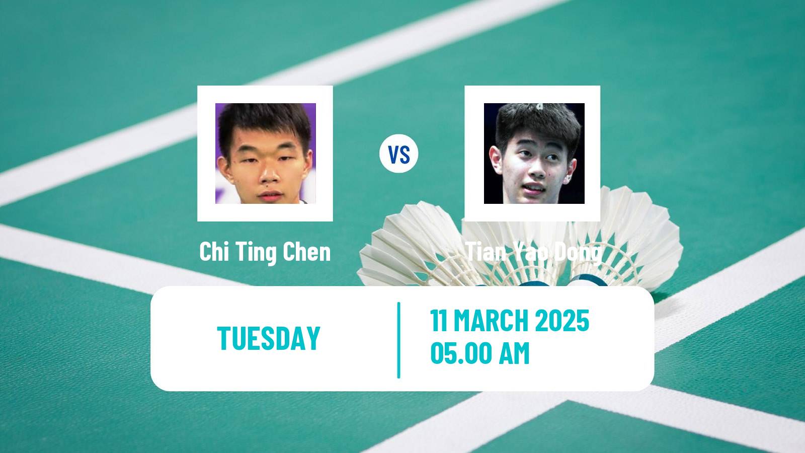 Badminton BWF World Tour China Masters Men Chi Ting Chen - Tian Yao Dong