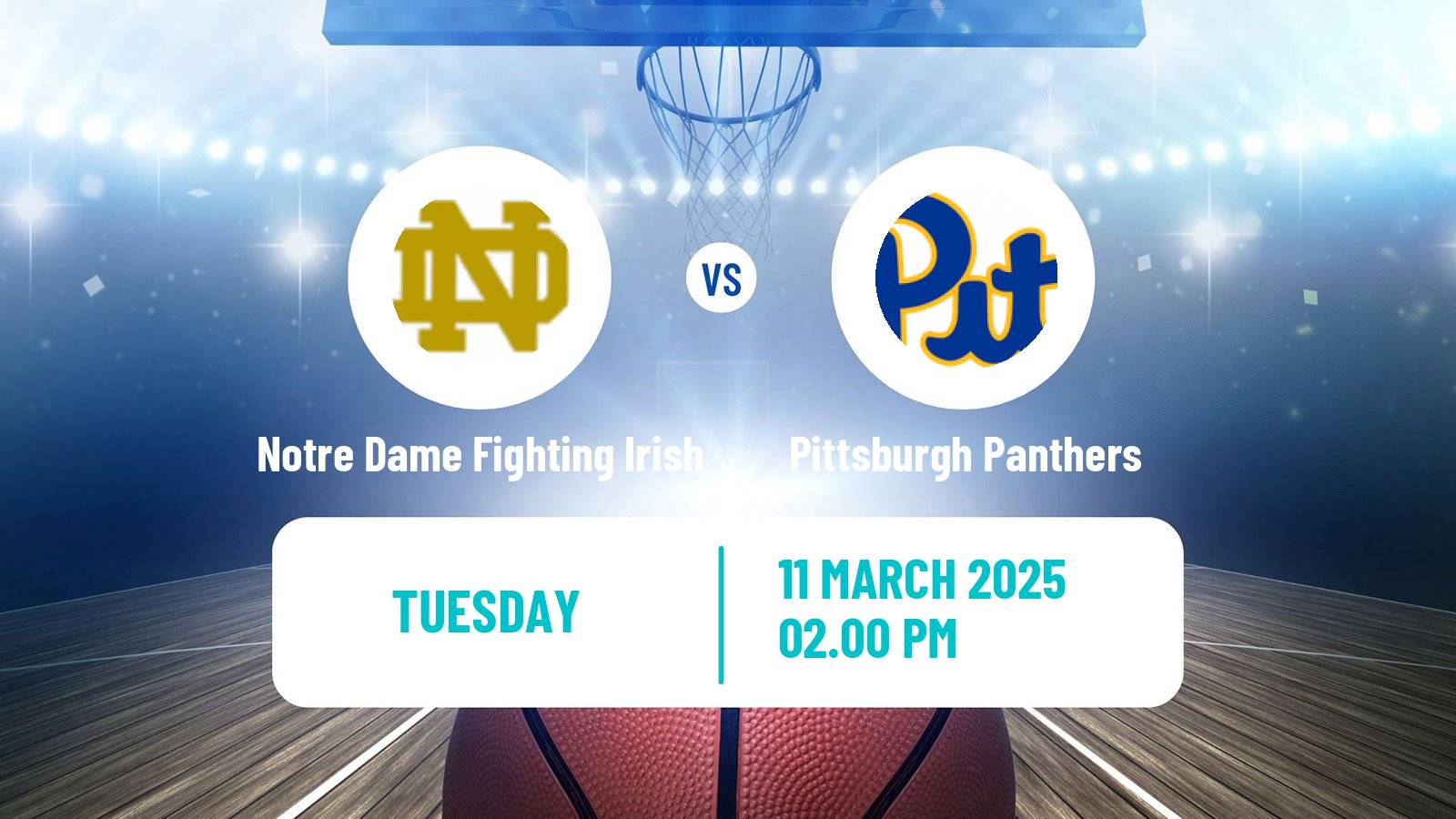 Basketball NCAA College Basketball Notre Dame Fighting Irish - Pittsburgh Panthers