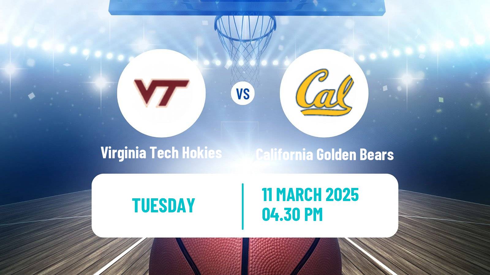 Basketball NCAA College Basketball Virginia Tech Hokies - California Golden Bears