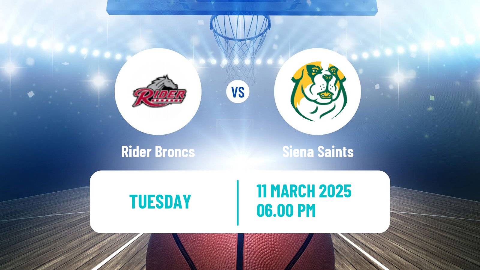 Basketball NCAA College Basketball Rider Broncs - Siena Saints