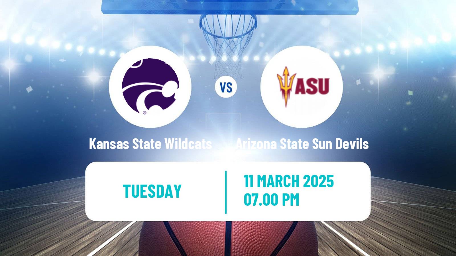 Basketball NCAA College Basketball Kansas State Wildcats - Arizona State Sun Devils