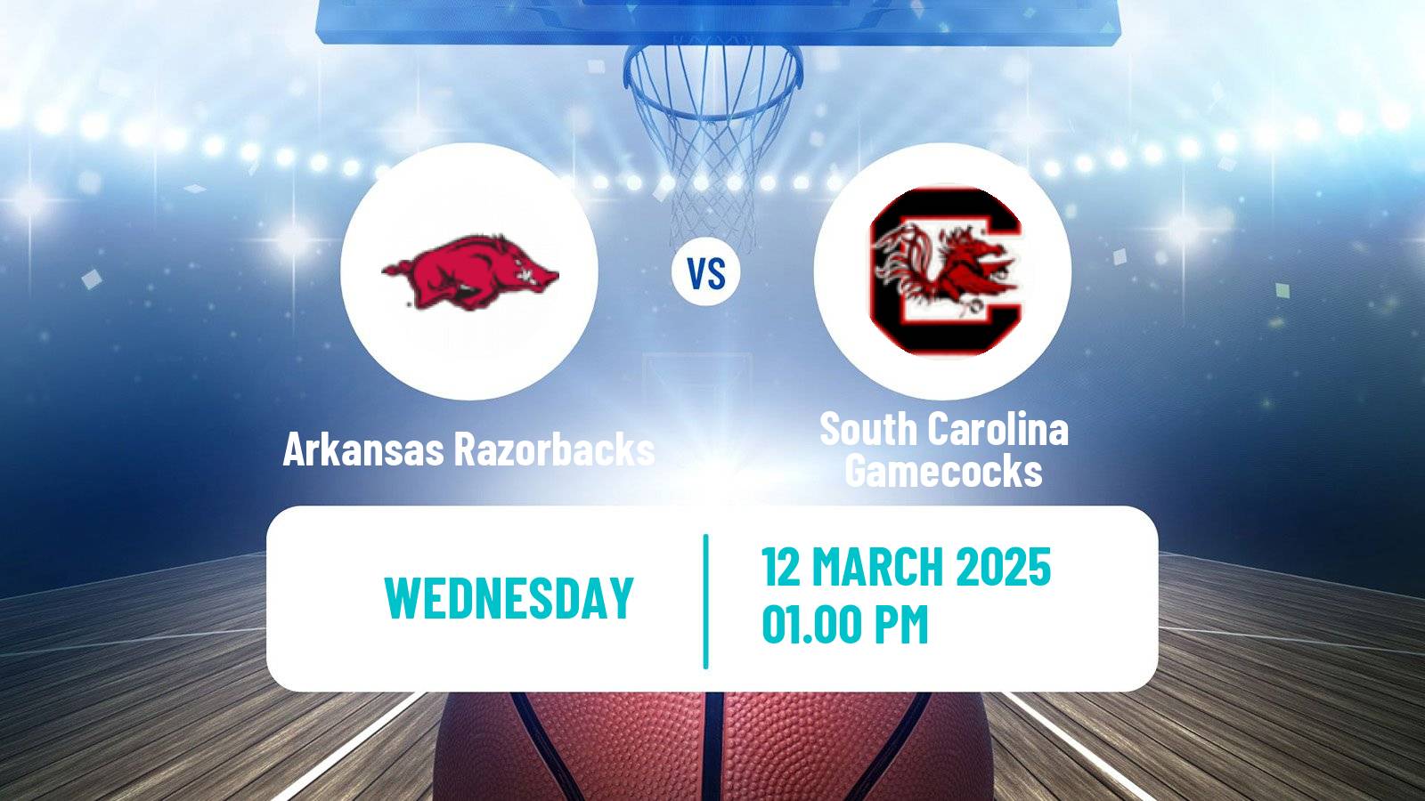 Basketball NCAA College Basketball Arkansas Razorbacks - South Carolina Gamecocks