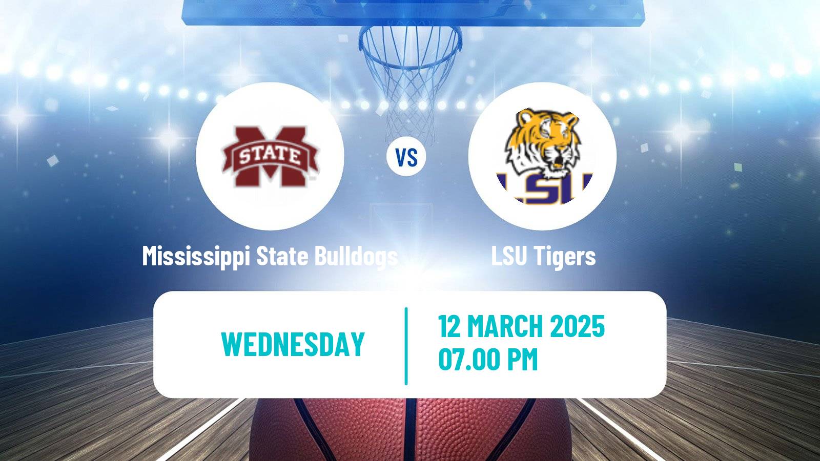 Basketball NCAA College Basketball Mississippi State Bulldogs - LSU Tigers