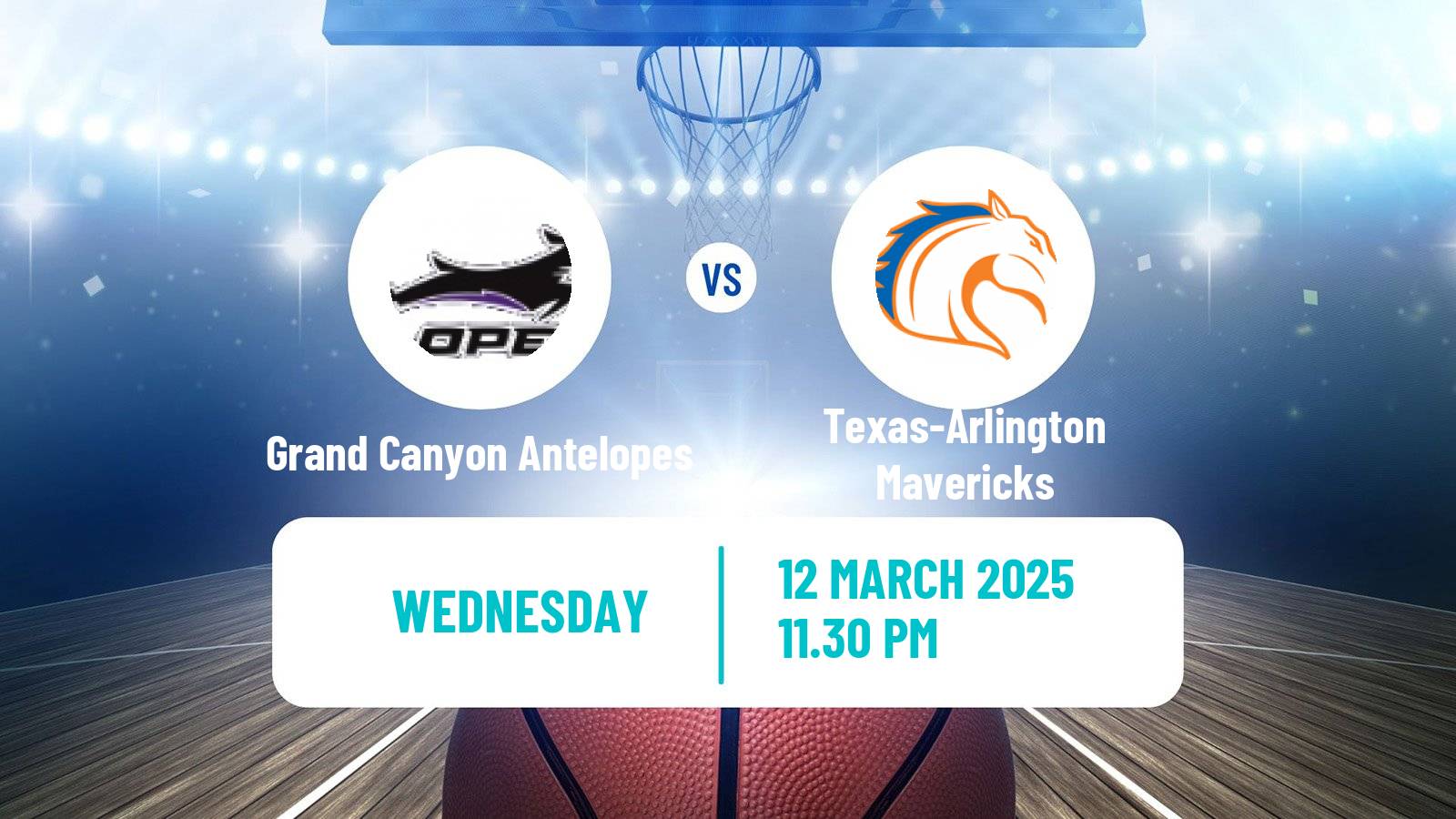 Basketball NCAA College Basketball Grand Canyon Antelopes - Texas-Arlington Mavericks
