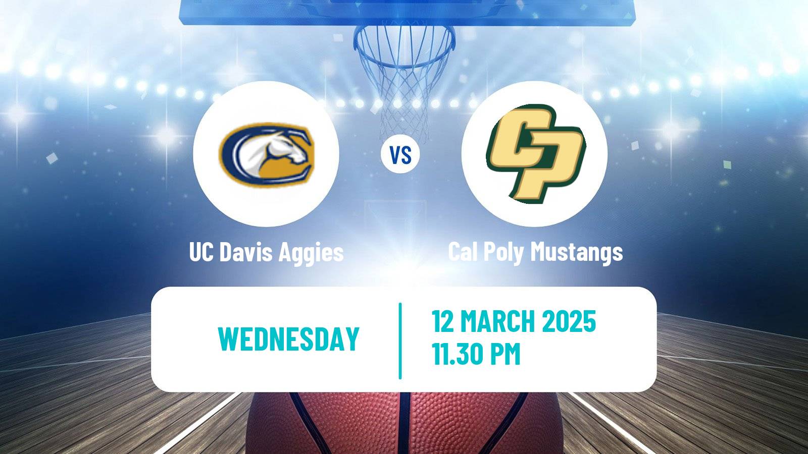 Basketball NCAA College Basketball UC Davis Aggies - Cal Poly Mustangs