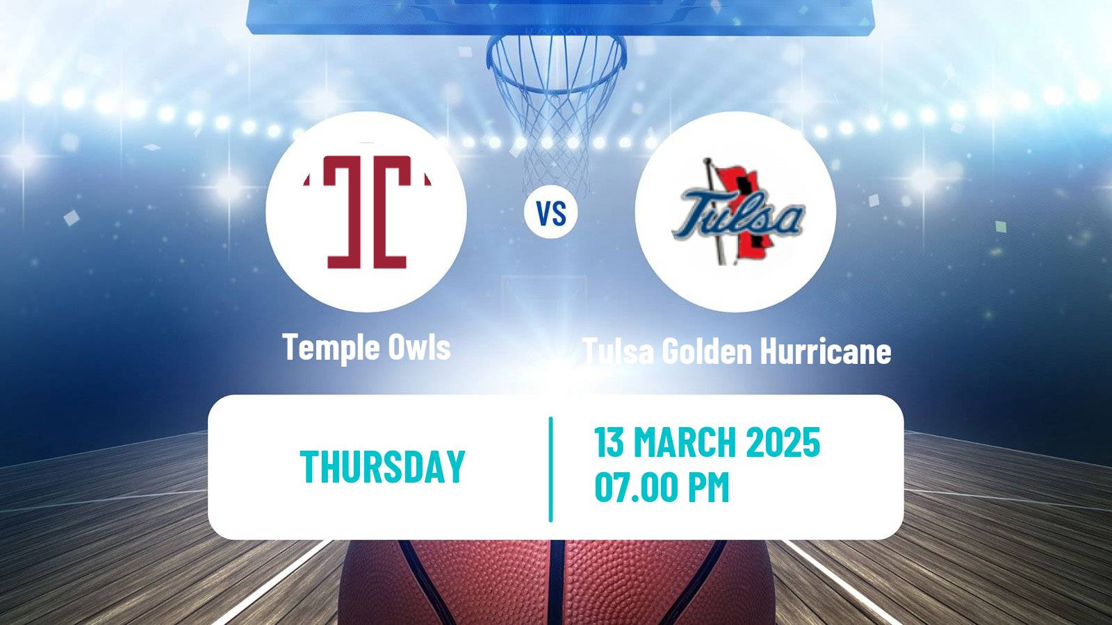 Basketball NCAA College Basketball Temple Owls - Tulsa Golden Hurricane