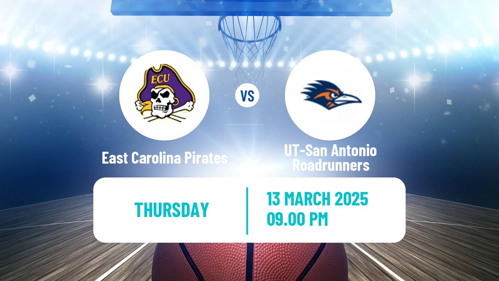 Basketball NCAA College Basketball East Carolina Pirates - UT-San Antonio Roadrunners