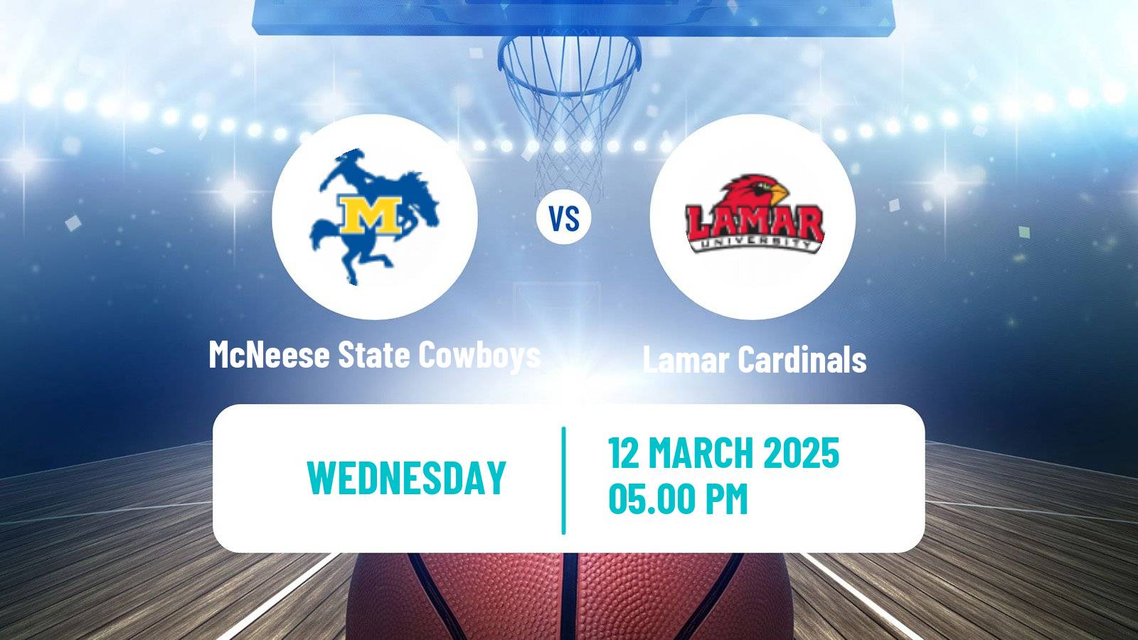 Basketball NCAA College Basketball McNeese State Cowboys - Lamar Cardinals