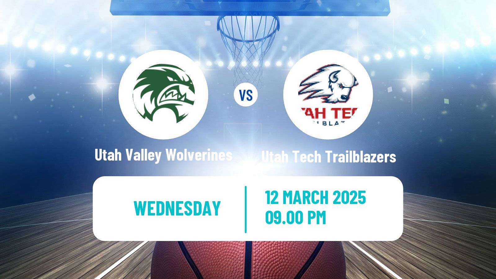 Basketball NCAA College Basketball Utah Valley Wolverines - Utah Tech Trailblazers