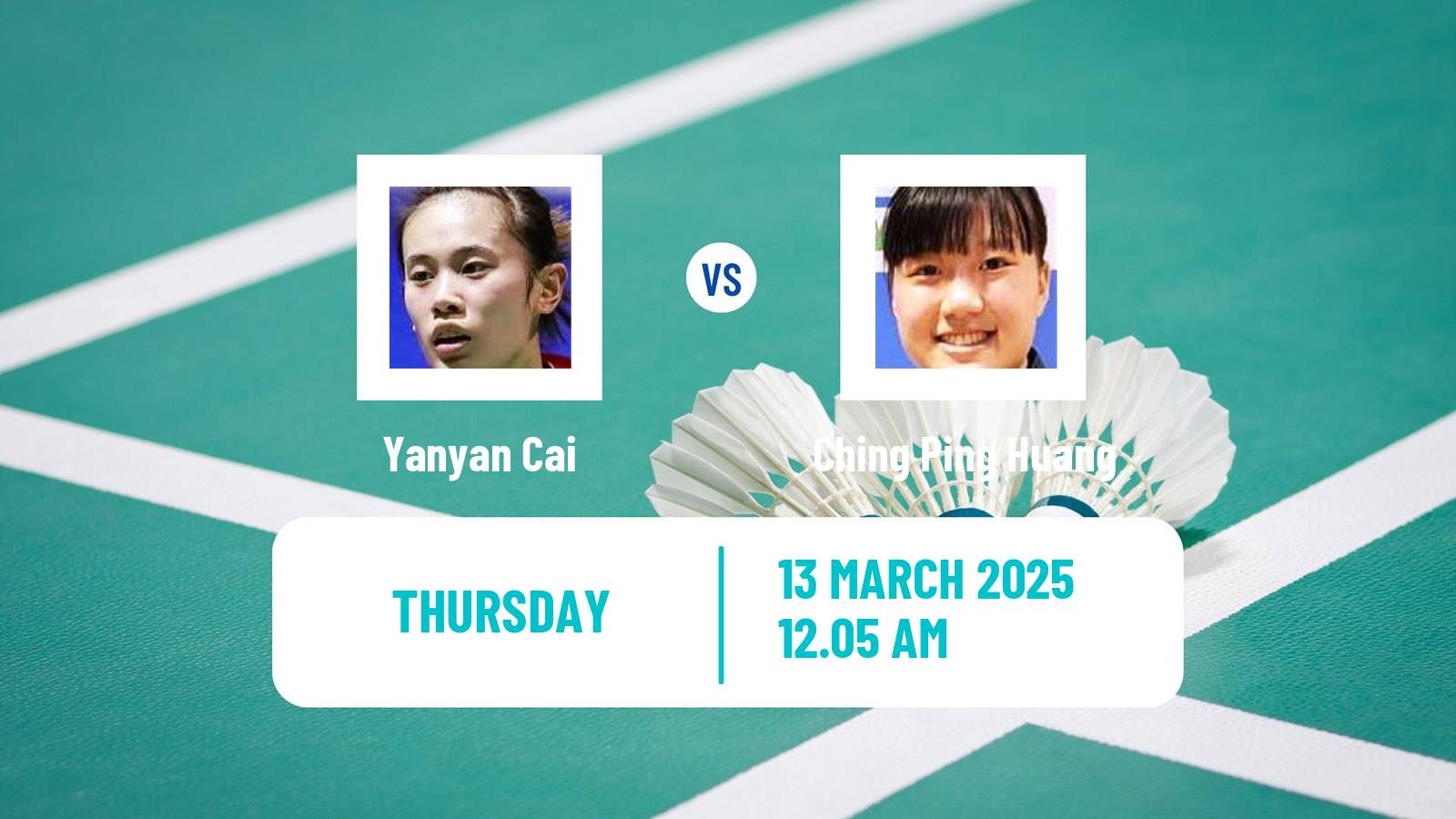 Badminton BWF World Tour China Masters Women Yanyan Cai - Ching Ping Huang