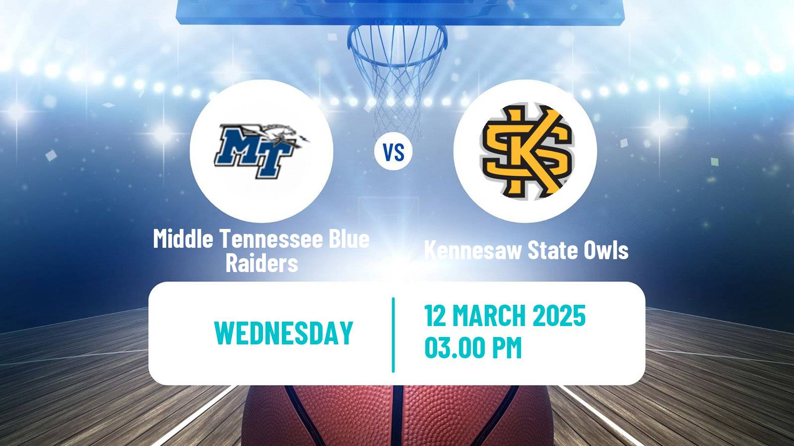 Basketball NCAA College Basketball Women Middle Tennessee Blue Raiders - Kennesaw State Owls