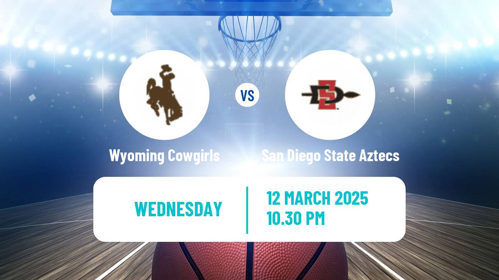 Basketball NCAA College Basketball Women Wyoming Cowgirls - San Diego State Aztecs