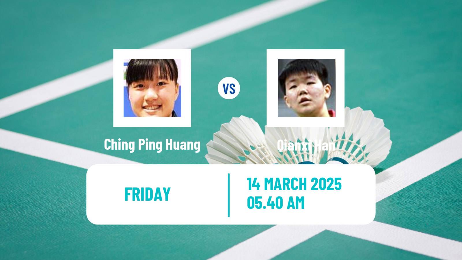 Badminton BWF World Tour China Masters Women Ching Ping Huang - Qianxi Han