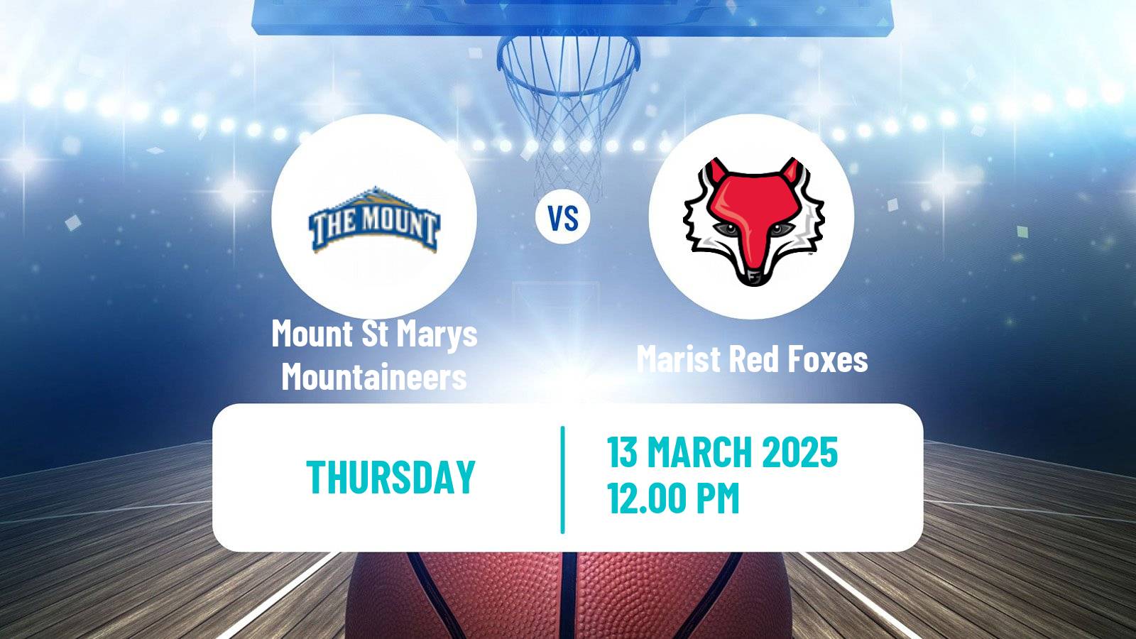 Basketball NCAA College Basketball Women Mount St Marys Mountaineers - Marist Red Foxes