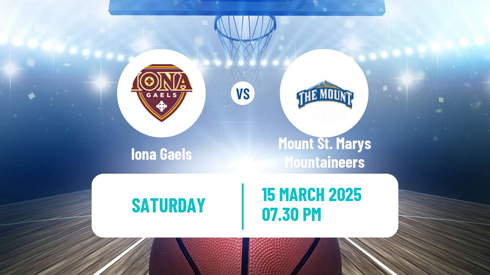 Basketball NCAA College Basketball Iona Gaels - Mount St. Marys Mountaineers
