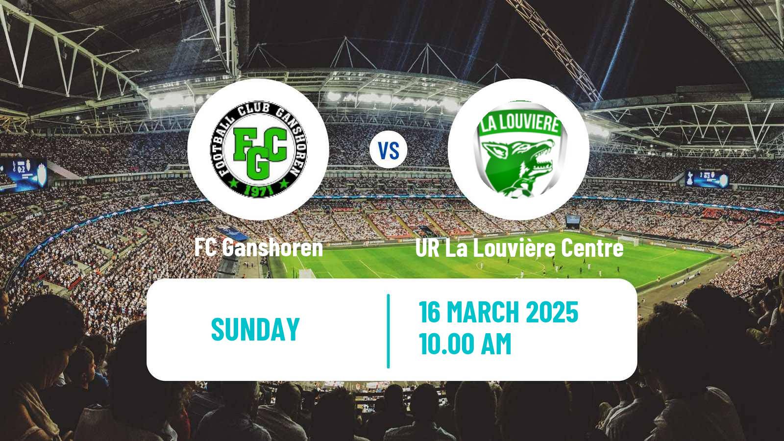 Soccer Belgian Second Amateur Division Group C Ganshoren - UR La Louvière Centre