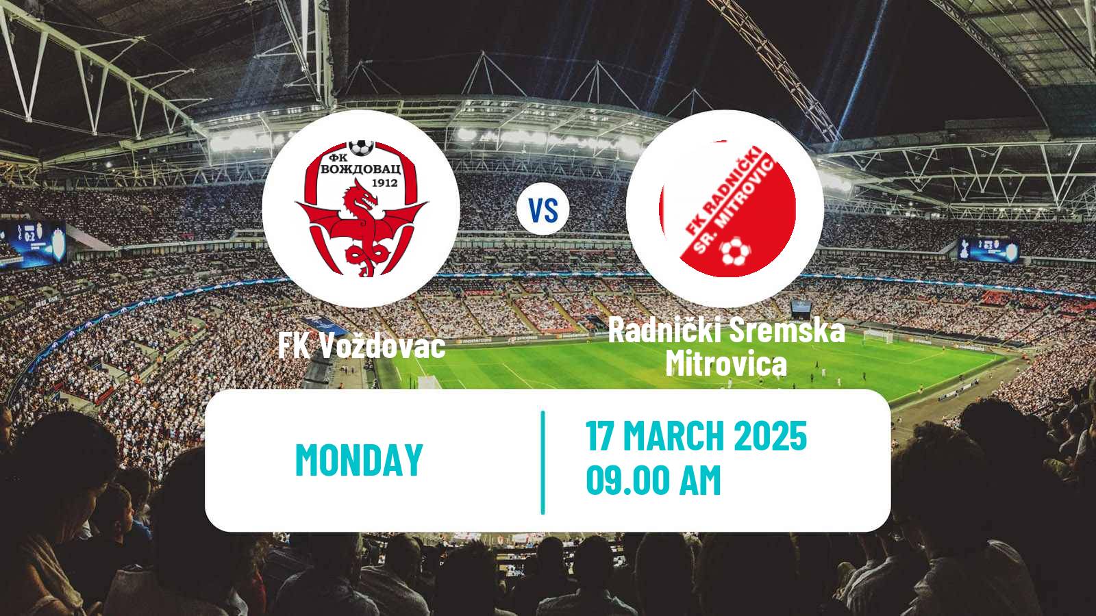 Soccer Serbian Prva Liga Voždovac - Radnički Sremska Mitrovica