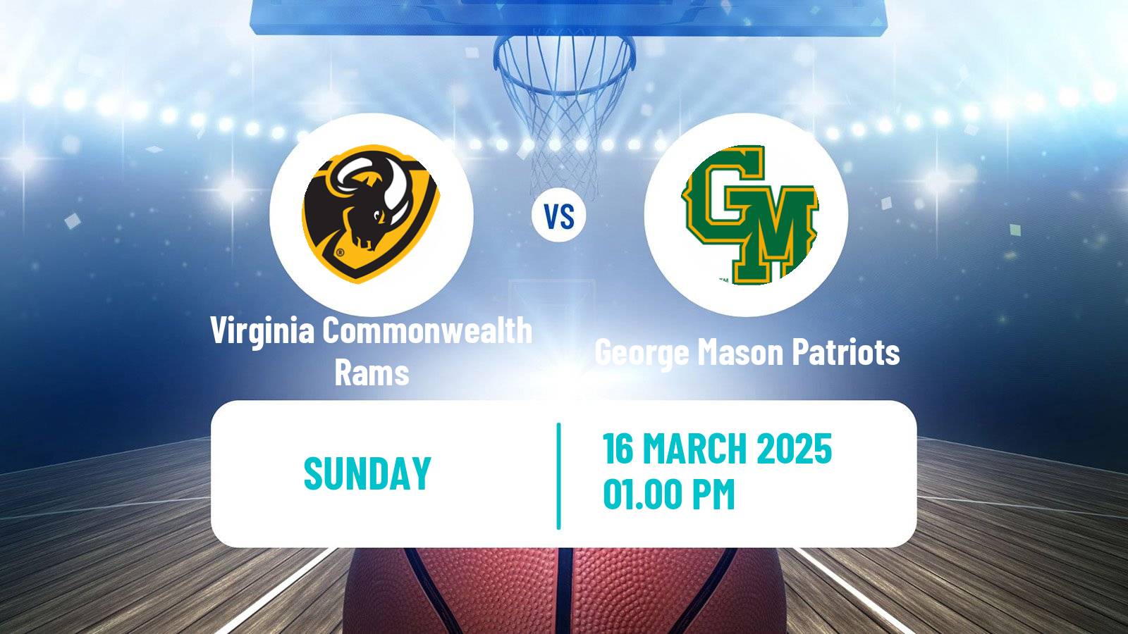 Basketball NCAA College Basketball Virginia Commonwealth Rams - George Mason Patriots