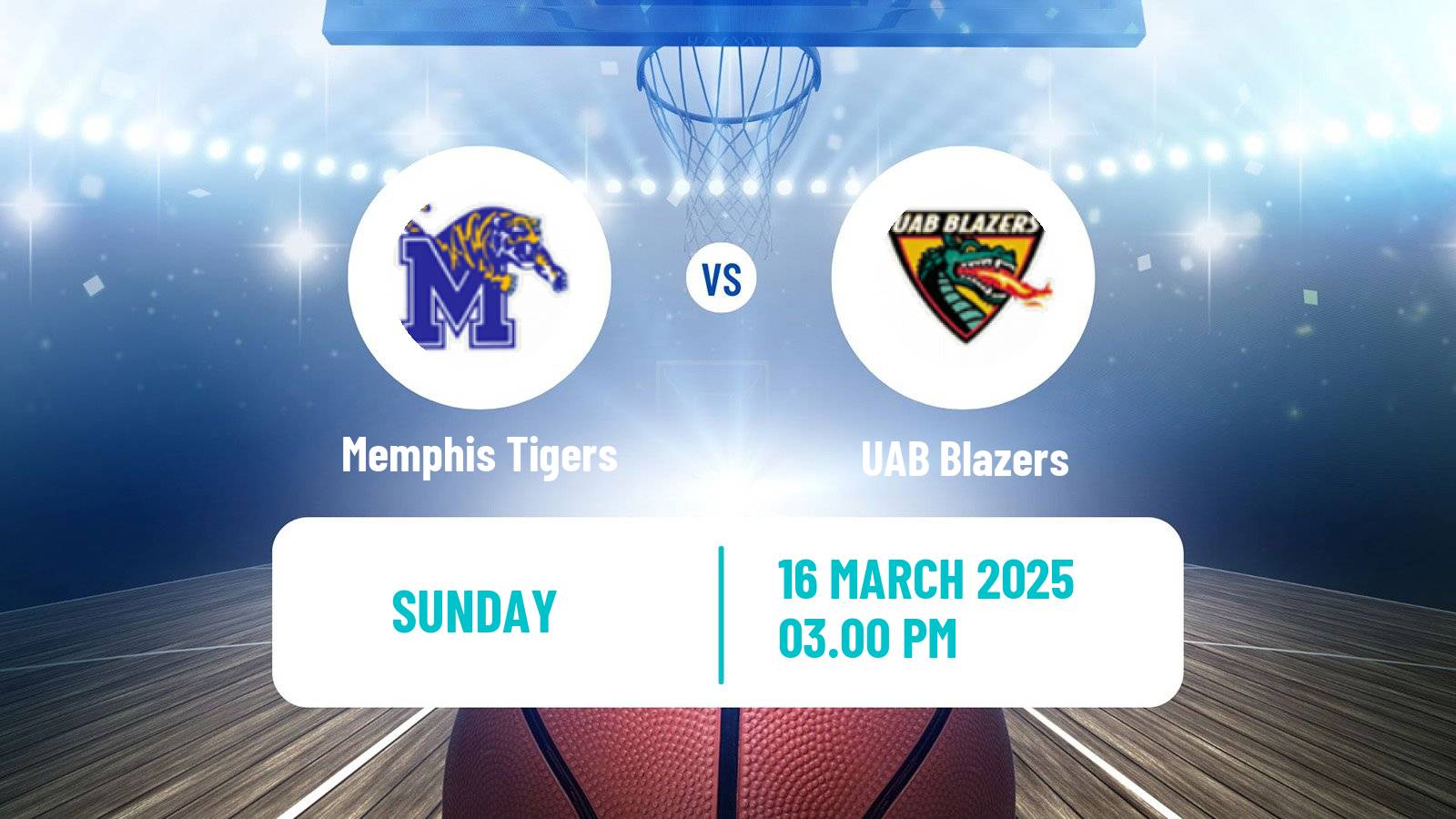 Basketball NCAA College Basketball Memphis Tigers - UAB Blazers