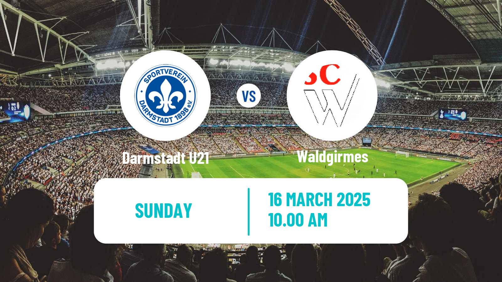 Soccer German Oberliga Hessen Darmstadt U21 - Waldgirmes