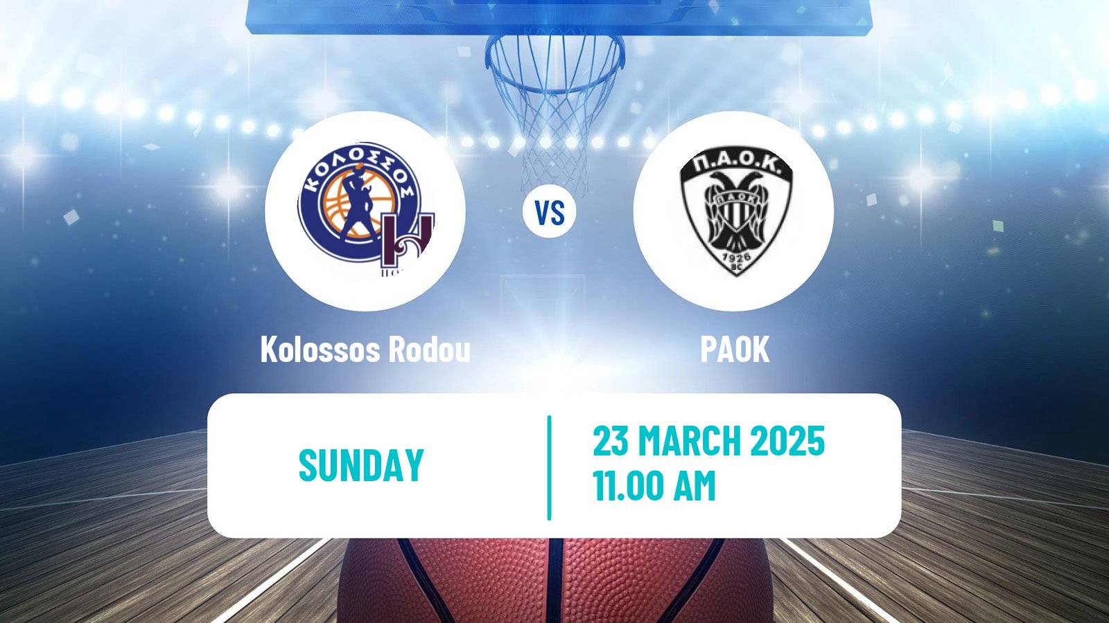 Basketball Greek Basket League A1 Kolossos Rodou - PAOK