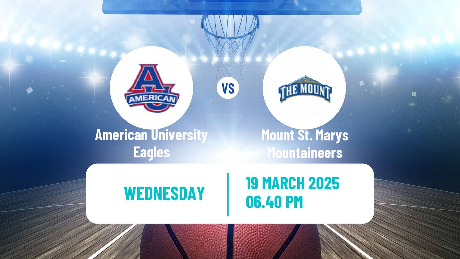 Basketball NCAA College Basketball American University Eagles - Mount St. Marys Mountaineers