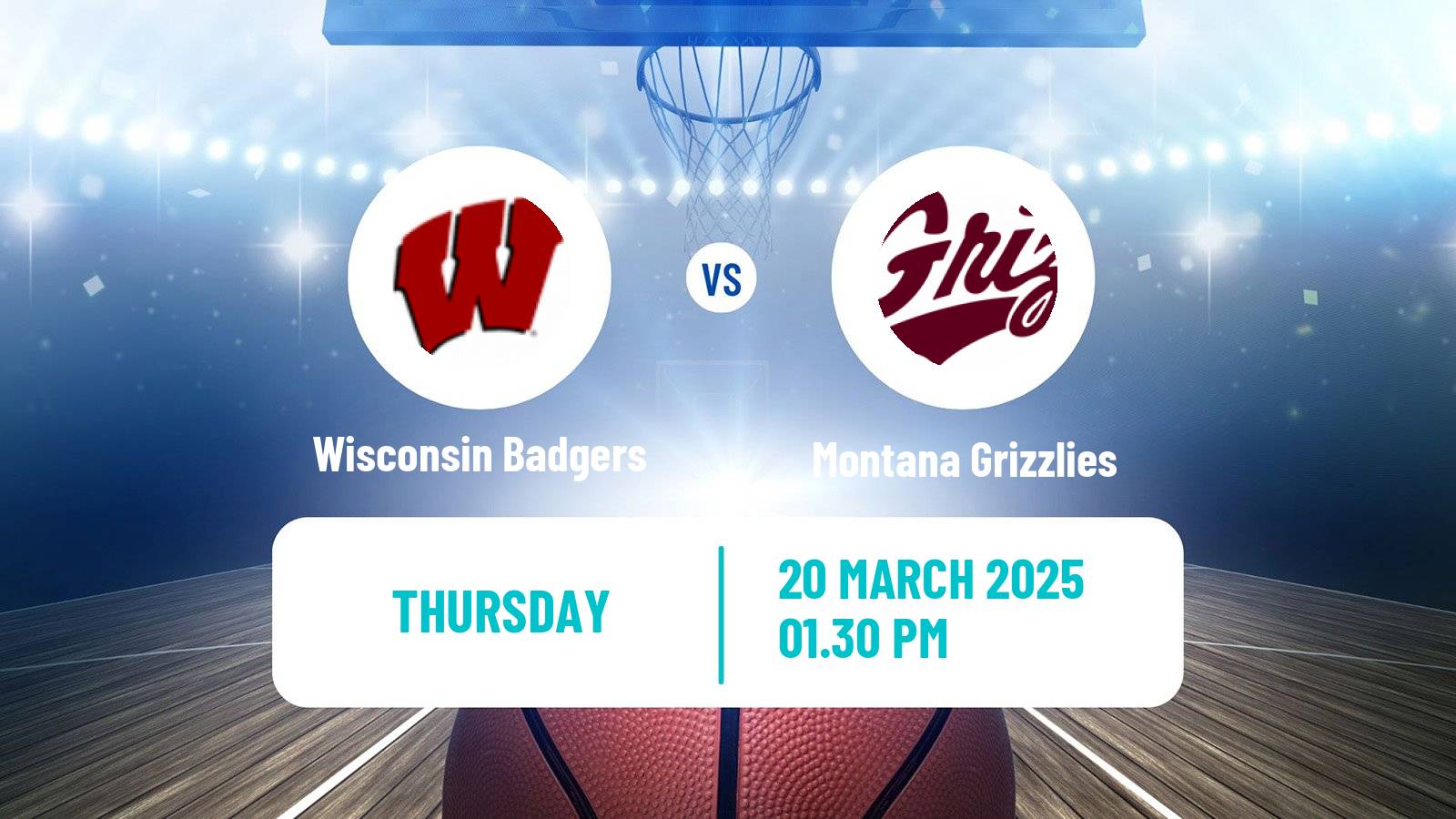 Basketball NCAA College Basketball Wisconsin Badgers - Montana Grizzlies