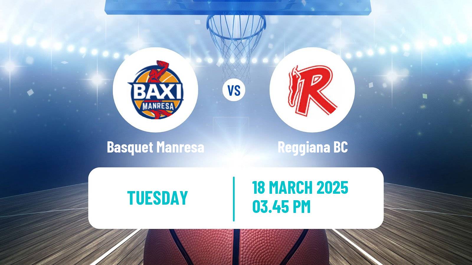 Basketball Champions League Basketball Basquet Manresa - Reggiana