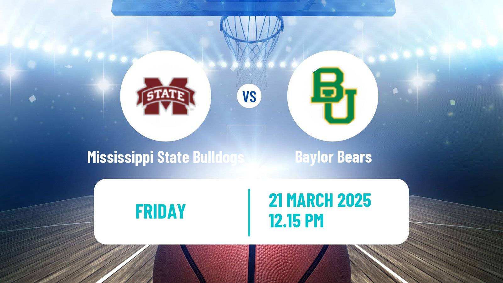 Basketball NCAA College Basketball Mississippi State Bulldogs - Baylor Bears