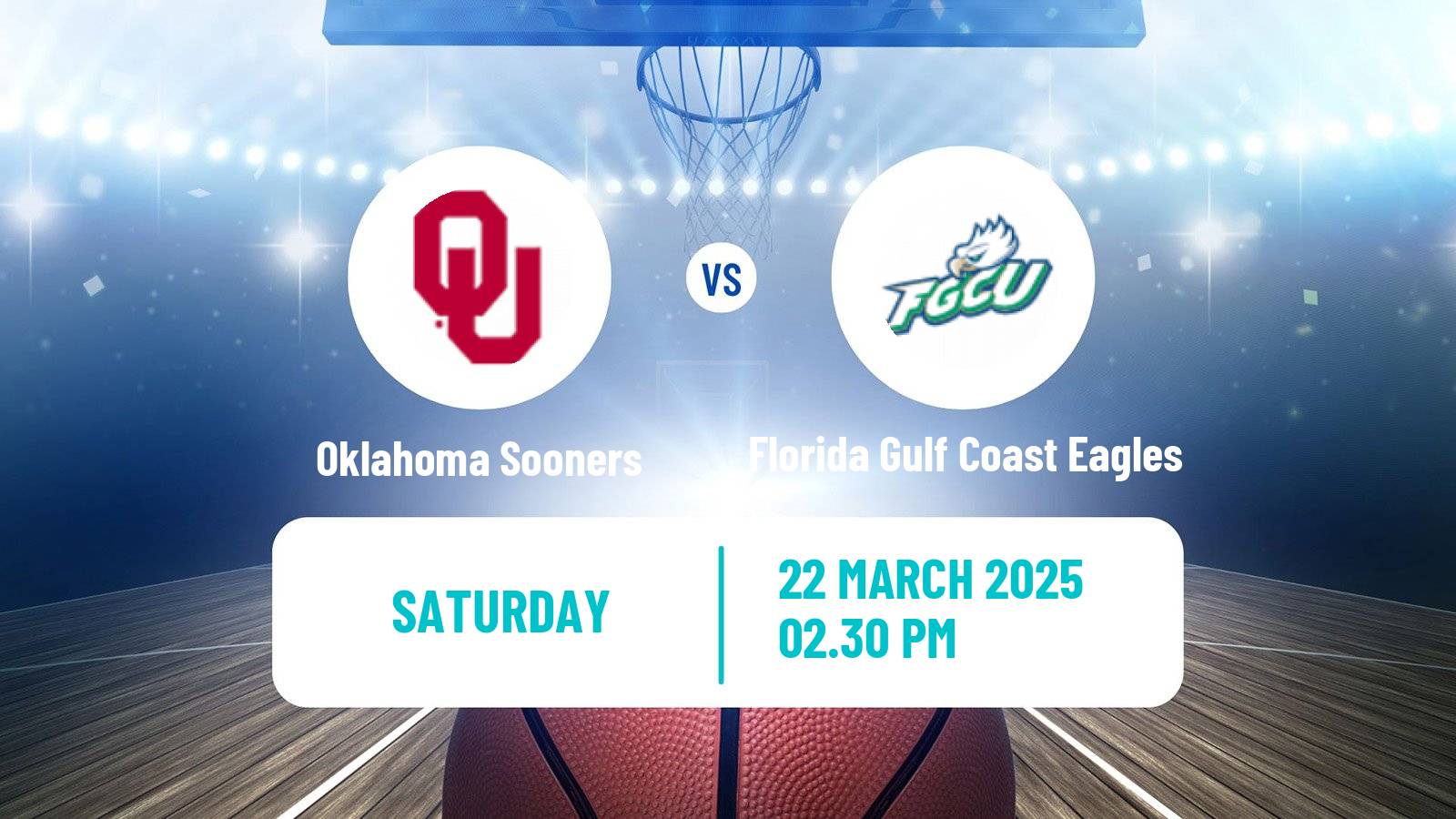 Basketball NCAA College Basketball Women Oklahoma Sooners - Florida Gulf Coast Eagles