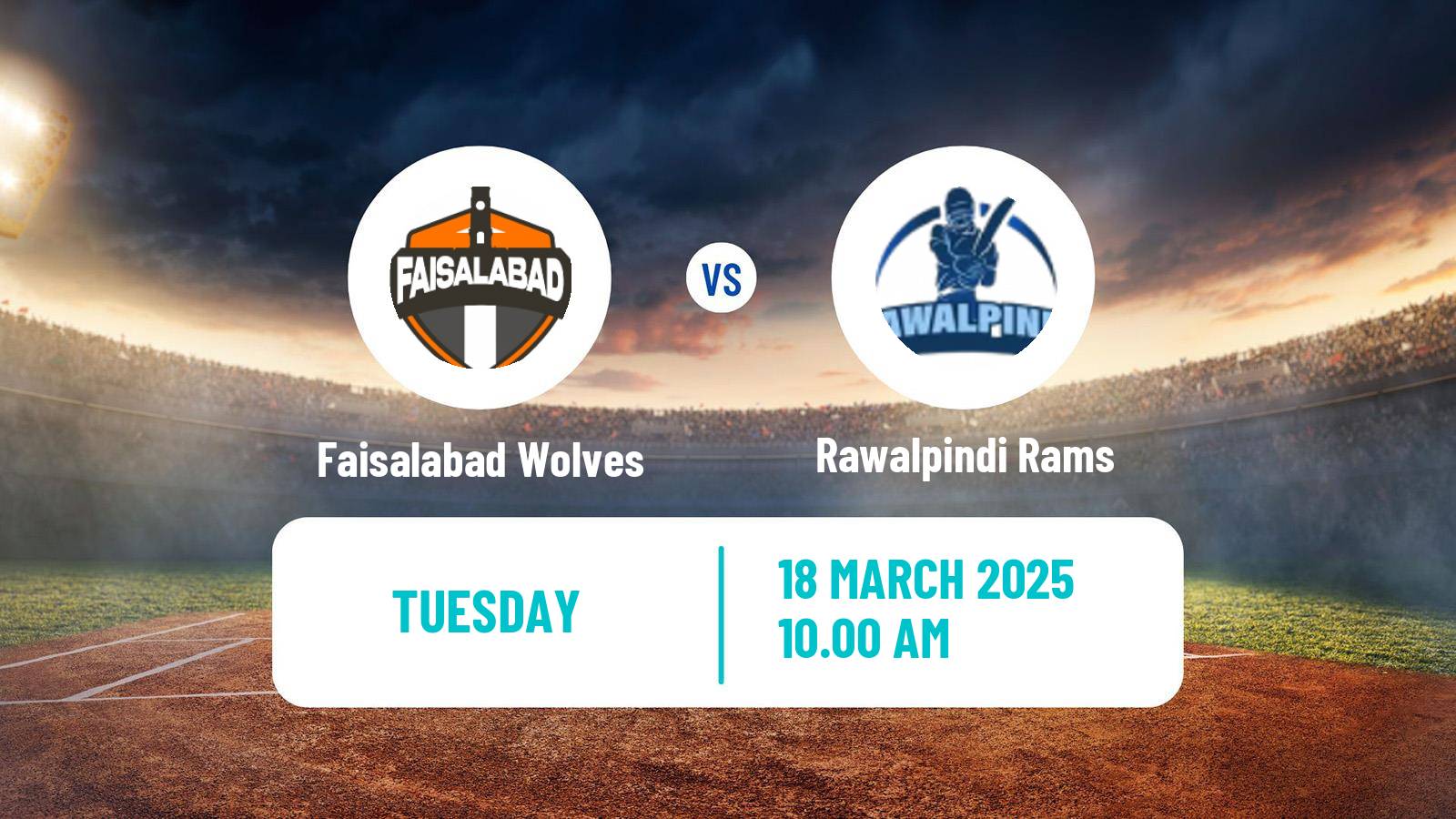 Cricket Pakistan T-20 Cup Faisalabad Wolves - Rawalpindi Rams