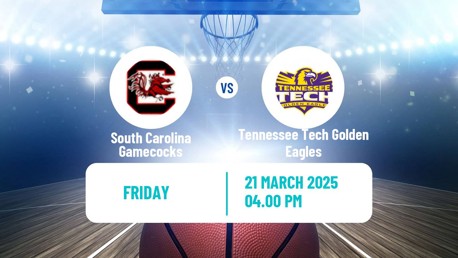 Basketball NCAA College Basketball Women South Carolina Gamecocks - Tennessee Tech Golden Eagles