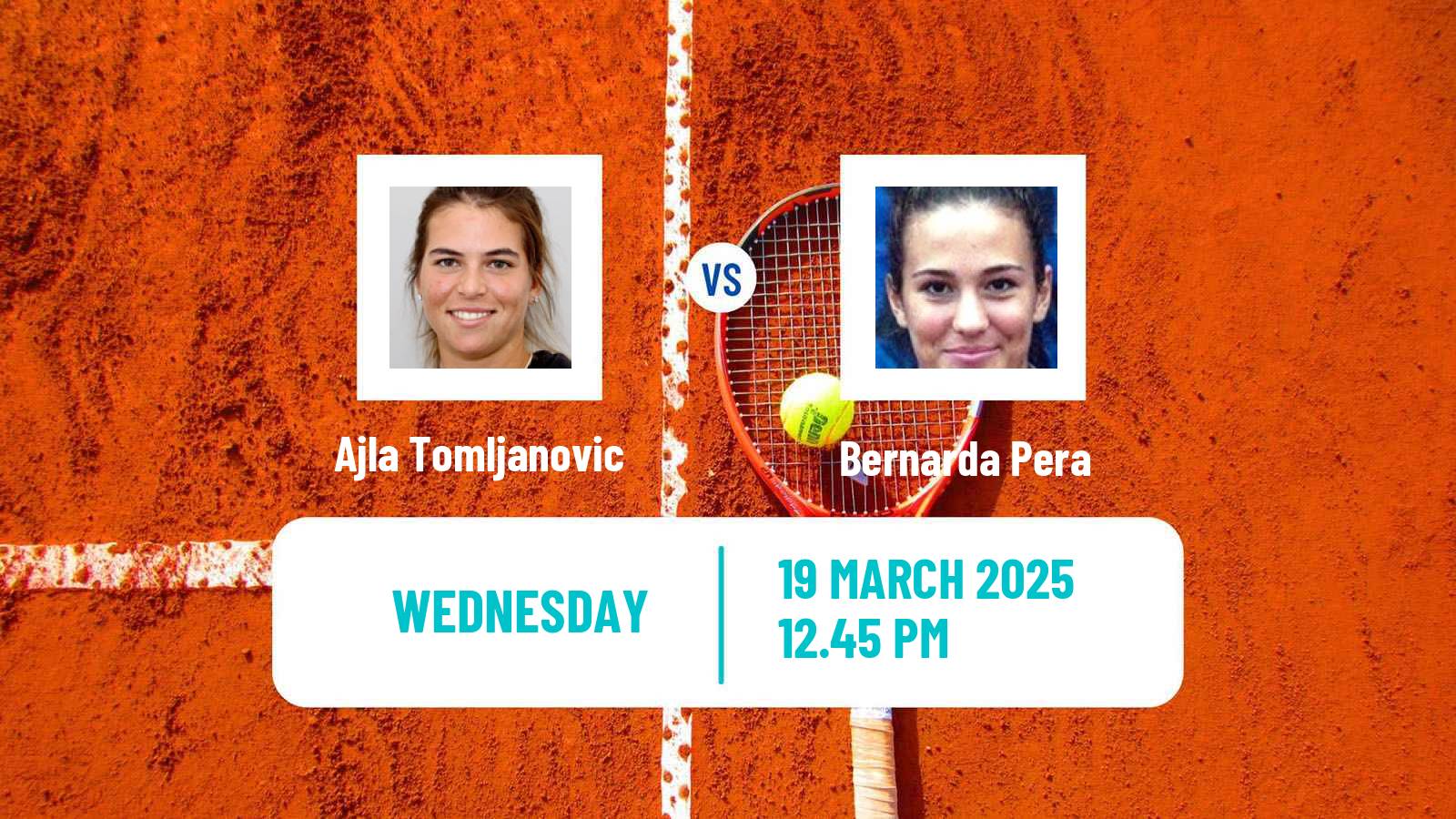 Tennis WTA Miami Ajla Tomljanovic - Bernarda Pera
