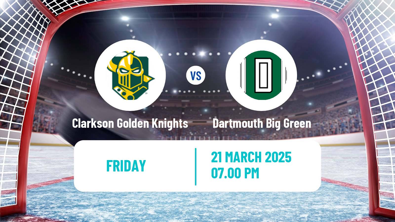 Hockey NCAA Hockey Clarkson Golden Knights - Dartmouth Big Green
