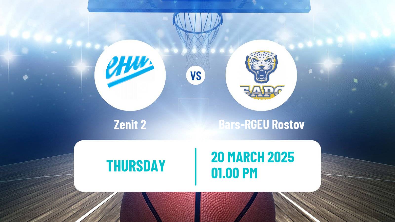 Basketball Russian Super League Basketball Zenit 2 - Bars-RGEU Rostov
