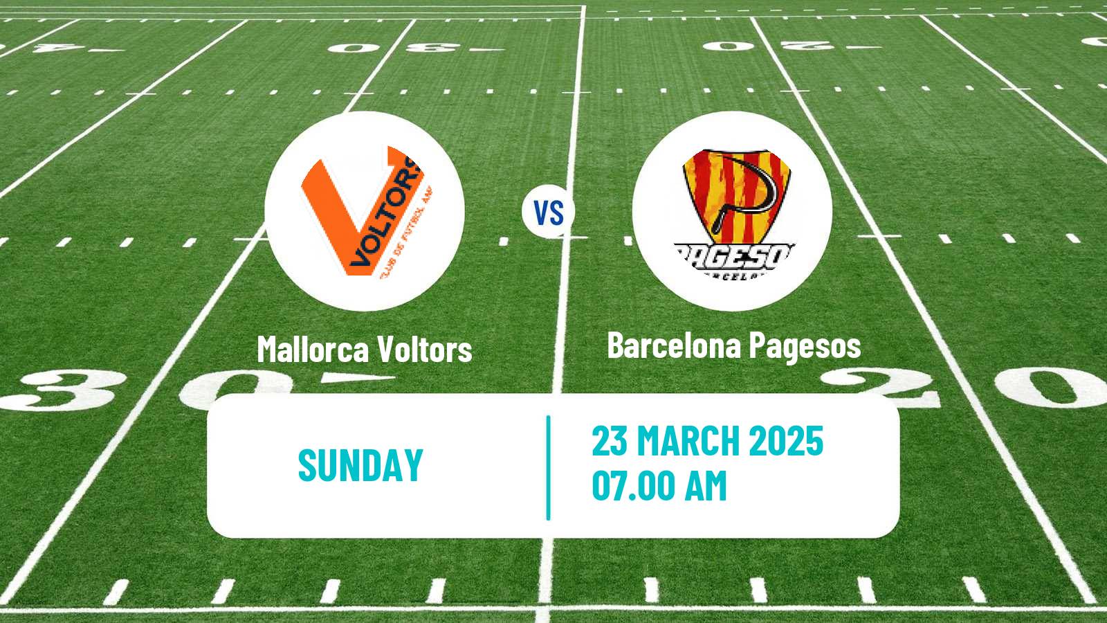 American football Spanish LNFA Serie A Mallorca Voltors - Barcelona Pagesos