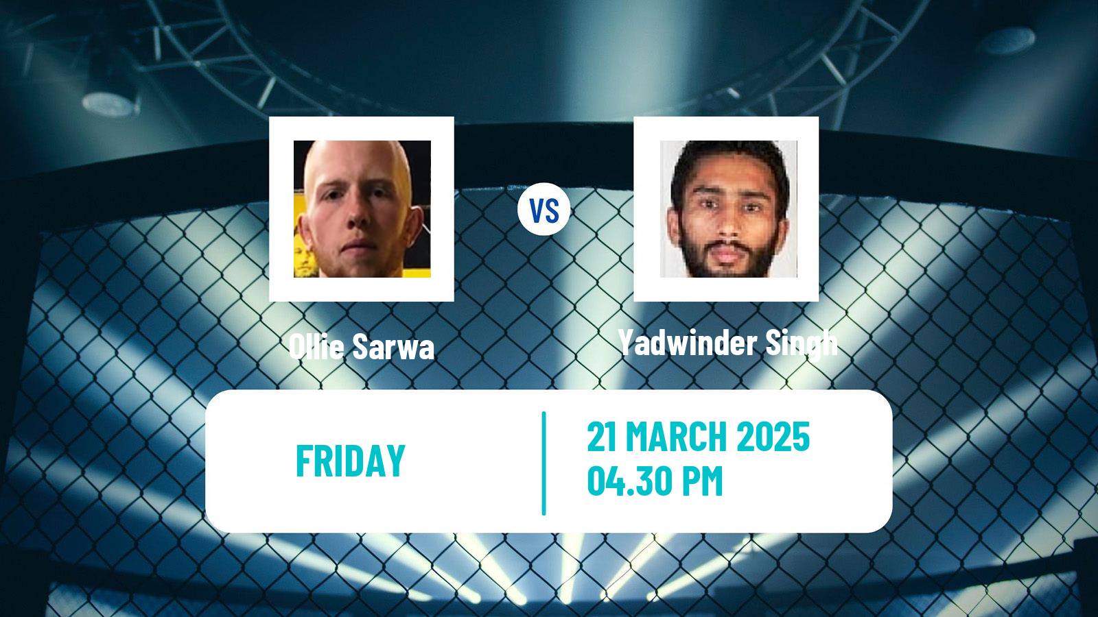 MMA Catchweight Cage Warriors Men Ollie Sarwa - Yadwinder Singh