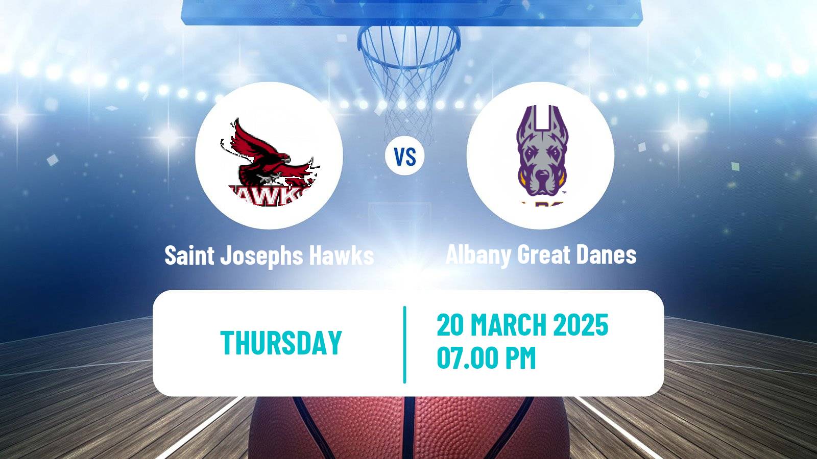 Basketball NCAA College Basketball Women Saint Josephs Hawks - Albany Great Danes