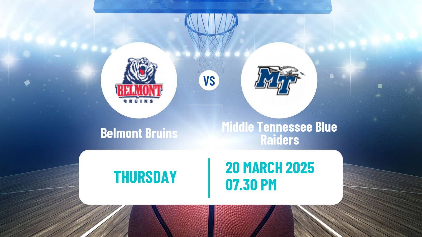 Basketball NCAA College Basketball Women Belmont Bruins - Middle Tennessee Blue Raiders