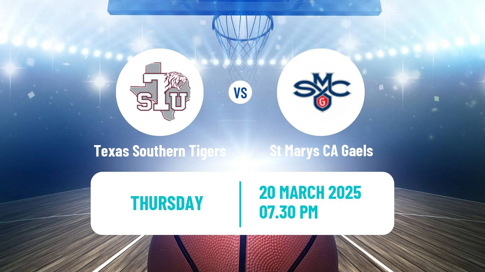 Basketball NCAA College Basketball Women Texas Southern Tigers - St Marys CA Gaels