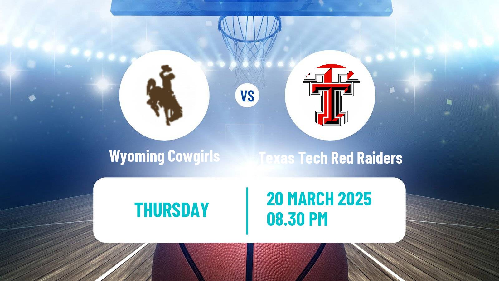 Basketball NCAA College Basketball Women Wyoming Cowgirls - Texas Tech Red Raiders