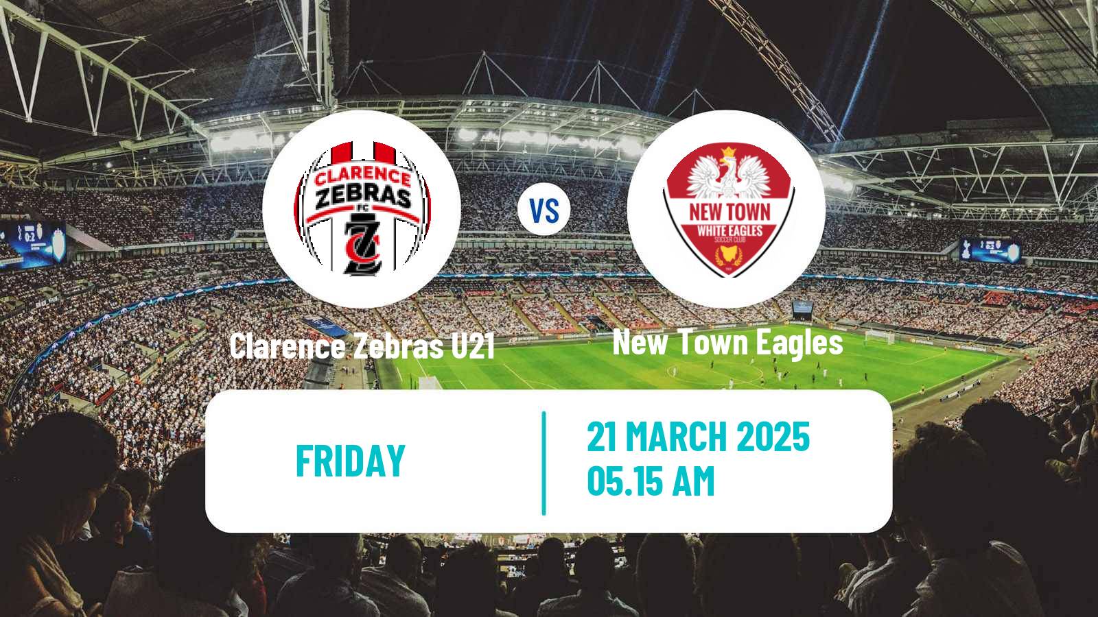 Soccer Australian Tasmania Southern Championship Clarence Zebras U21 - New Town Eagles
