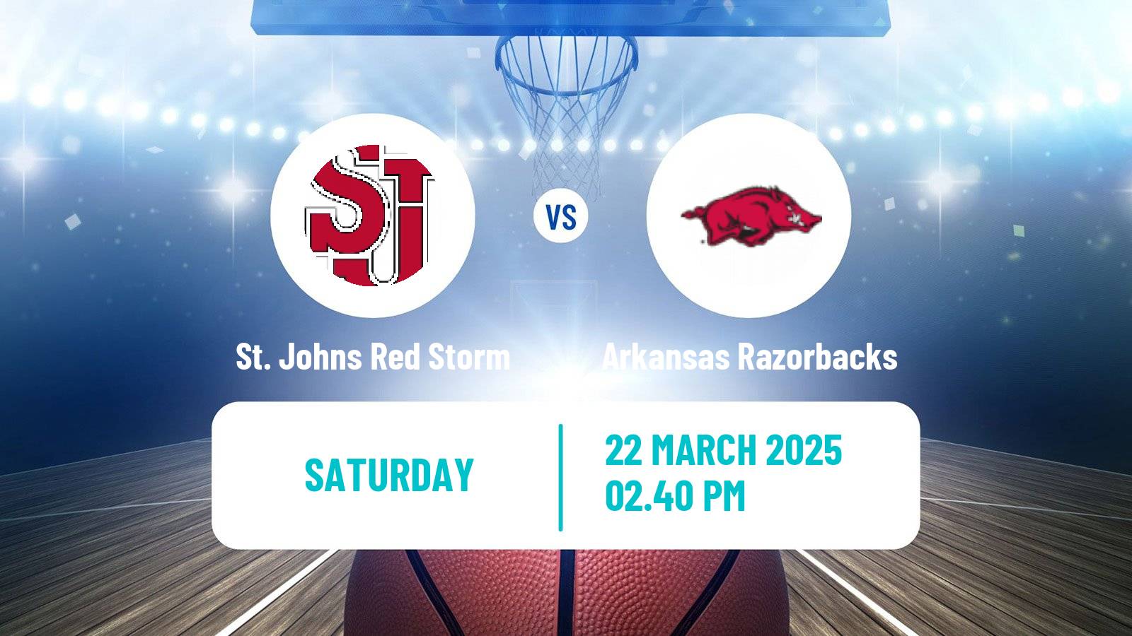 Basketball NCAA College Basketball St. Johns Red Storm - Arkansas Razorbacks